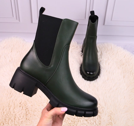 Zimowe botki damskie w kolorze butelkowej zieleni Jezzi