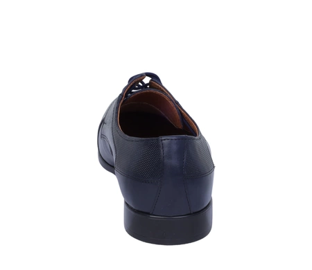 Granatowe męskie półbuty garniturowe ze skóry naturalnej