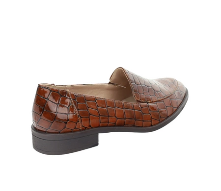Brązowe lakierowane loafersy mokasyny eleganckie Jezzi