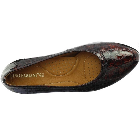 Półbuty damskie skórzane na klocku bordowe Gino Fabiani