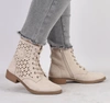 Beżowe botki damskie wiosenne ażurowe na płaskim obcasie Jezzi