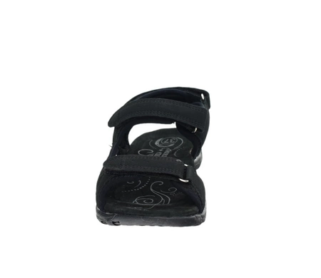 Czarne sandały damskie sportowe regulowane na rzepy skórzana wkładka