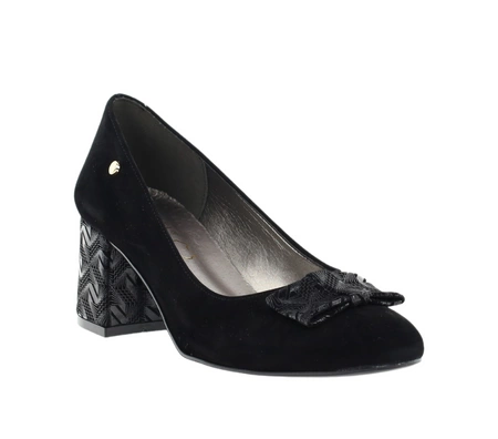 Czarne wygodne czółenka na szerokim obcasie Jasmine od Azali