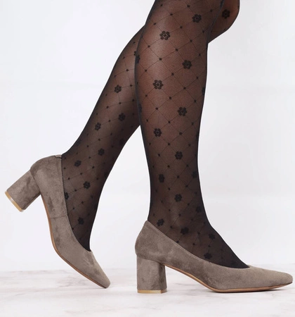 Zamszowe czółenka damskie na obcasie komfortowe Jezzi