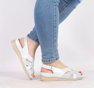 Srebrne sandały damskie komfortowe eleganckie i wygodne HELIOS