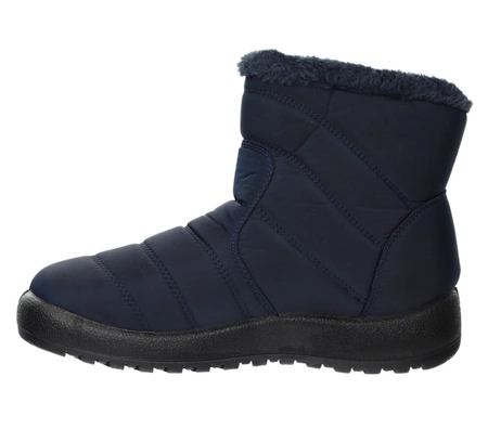 Granatowe śniegowce damskie ciepłe trzewiki dwa zamki