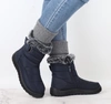 Granatowe niskie śniegowce damskie na zamek buty termiczne  Jezzi
