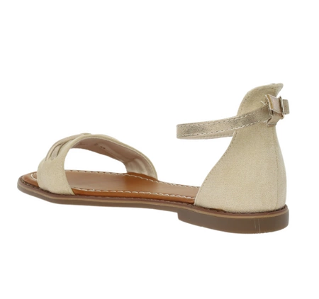 Beżowe płaskie sandały z zakrytą piętą od Jezzi