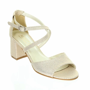 Złote sandały damskie z paskami na krzyż Martina od Azali