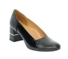 Czarne czółenka damskie na szerokim obcasie ze skóry naturalnej Gino Fabiani