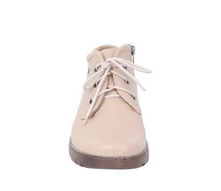 Jasne botki damskie skórzane komfortowe buty zimowe HELIOS