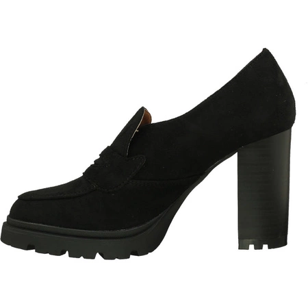 Czarne półbuty damskie na obcasie i platformie Jezzi