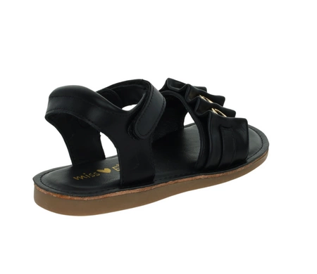 Czarne sandały dla dziewczynki eleganckie do sukienek Miss E