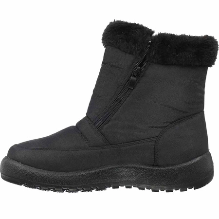 Czarne trzewiki damskie śniegowce na zamki Jezzi