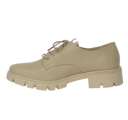 Beżowe eleganckie półbuty sznurowane derby wizytowe od Daszyński