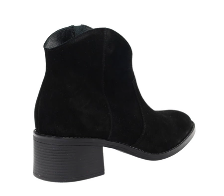 Czarne zamszowe botki kowbojki nieocieplane RYŁKO