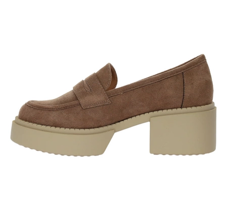 Brązowe czekoladowe zamszowe mokasyny damskie półbuty VINCEZA