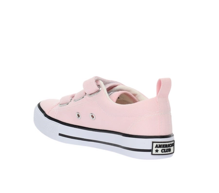 Trampki szkolne na rzepy pudrowy róż American Club