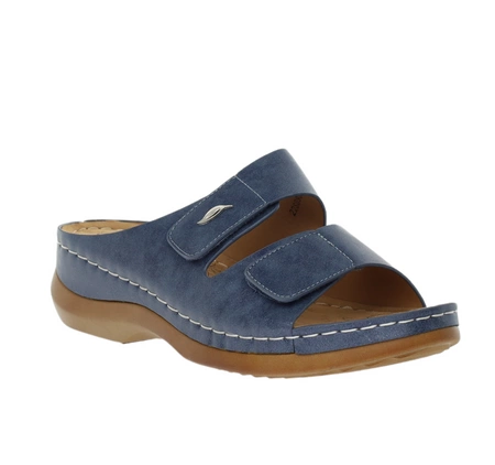Komfortowe granatowe klapki na rzepy zdrowotne Jezzi