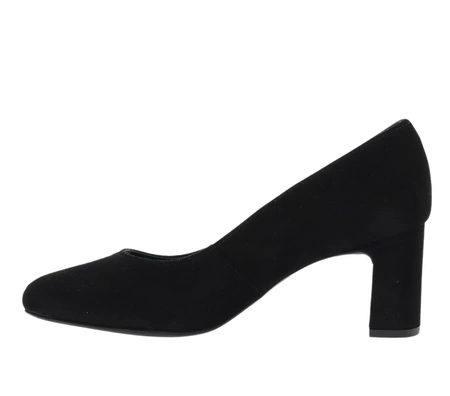 Czarne zamszowe czółenka na słupku ze skóry naturalnej RYŁKO