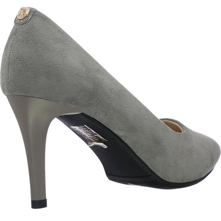 Szare szpilki zamszowe czółenka na szpilce Jezzi