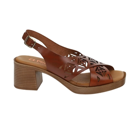Brązowe skórzane sandały damskie na obcasie drewnianym Hiszpańskie El Pimpi