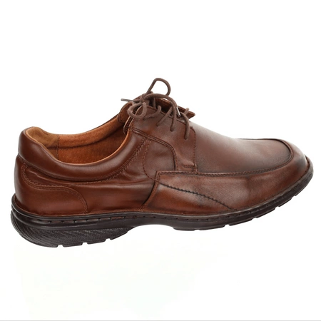 Komfortowe półbuty męskie ze skóry naturalnej garniturowe ŁUKBUT