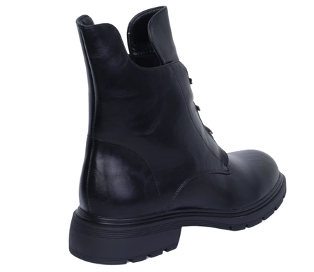 Czarne eleganckie botki damskie płaskie ocieplane komfortowe