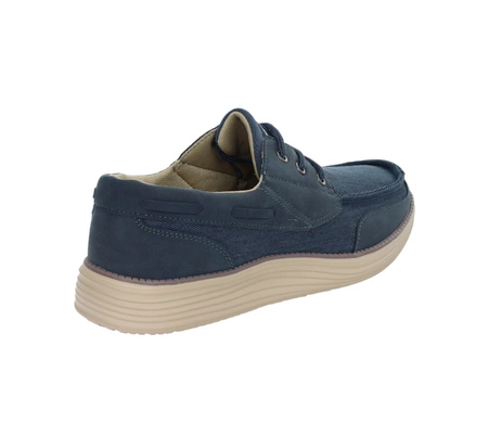 Granatowe półbuty męskie tekstylne mokasyny American Club