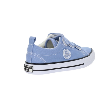 Niebieskie trampki dziecięce na rzepy biała podeszwa American Club