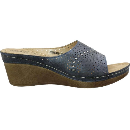 Klapki damskie wygodne na koturnie szyte na co dzień Jezzi