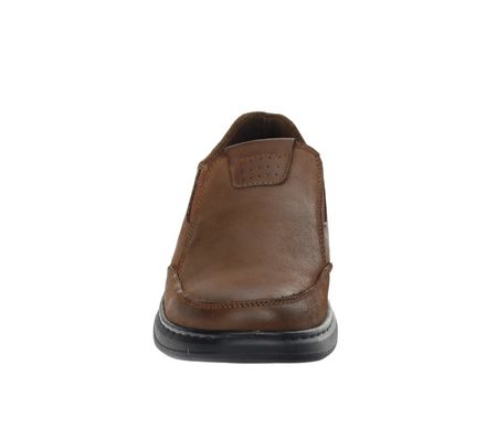 Brązowe skórzane półbuty męskie wsuwane wytrzymałe American Club