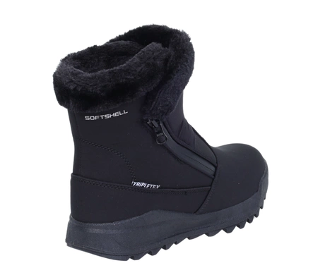 Czarne śniegowce damskie wodoodporne na zamek z futerkiem American Club