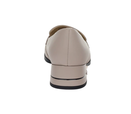 Szare skórzane półbuty damskie wsuwane lordsy na niskim obcasie VINCEZA