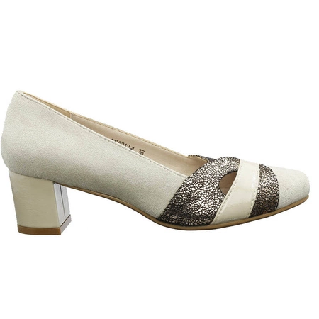 Beżowe czółenka damskie na obcasie Polskie Jezzi