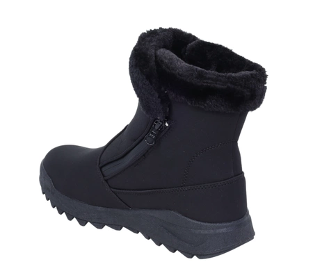 Czarne śniegowce damskie wodoodporne na zamek z futerkiem American Club
