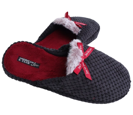 Ciepłe papcie damskie świąteczne futerkowe American Club