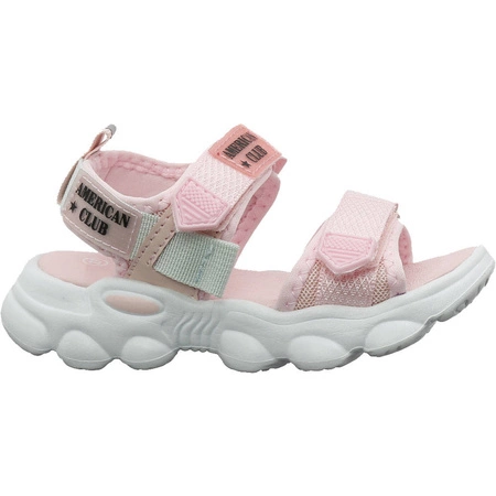 Modne sandały dziewczęce pudrowy róż American Club Rl32/21