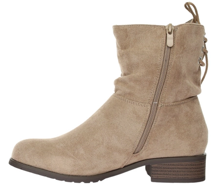 Botki damskie płaskie zamszowe beżowe Jezzi 21BT35-4257