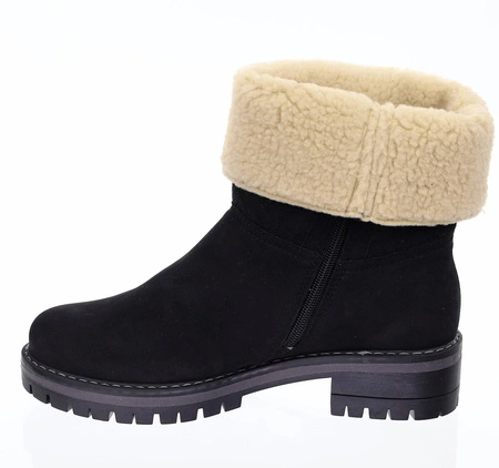 Czarne buty zimowe skórzane ocieplane naturalną wełną Polskie Gino Fabiani