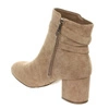 Beżowe zamszowe botki damskie zimowe na obcasie Jezzi
