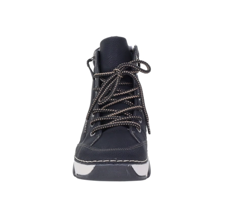 Czarne trzewiki damskie komfortowe botki zimowe ciepłe na zamek i sznurowadła HAIDRA