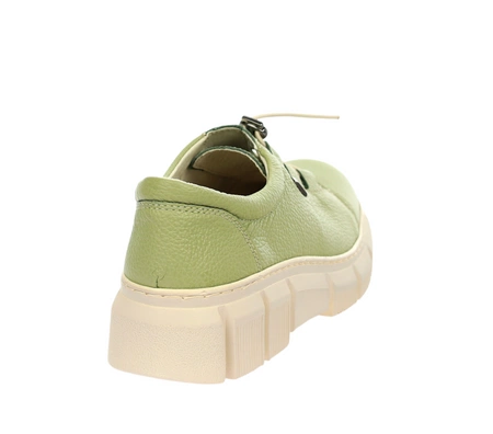 Skórzane półbuty damskie limonkowe pastelowe Helios model 407