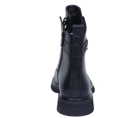 Czarne skórzane botki damskie garniturowe ocieplane sztyblety Gino Fabiani