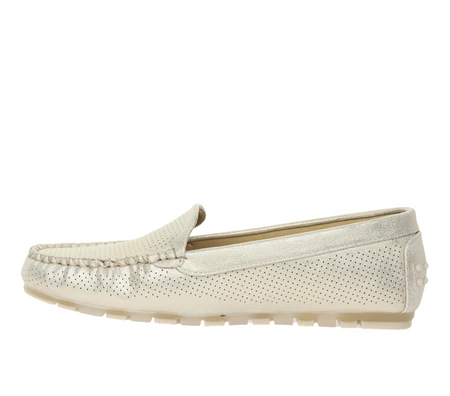 Złote mokasyny damskie komfortowe i eleganckie Jezzi