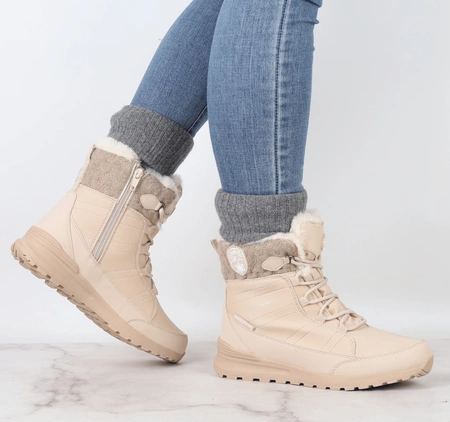 Eleganckie śniegowce damskie z membraną wodoodporną ocieplone futerkiem American Club