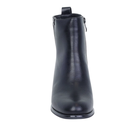 Czarne klasyczne botki damskie zimowe na średnim obcasie Jezzi