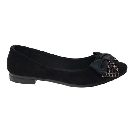 Baleriny damskie czarne zamszowe balerinki NEWS