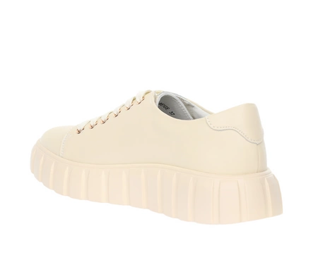 Beżowe skórzane sneakarsy damskie adidasy na platformie Jezzi