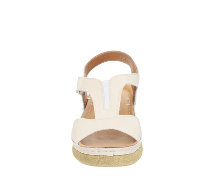 Beżowe komfortowe sandały damskie skórzane lekkie szyte Gino Fabiani